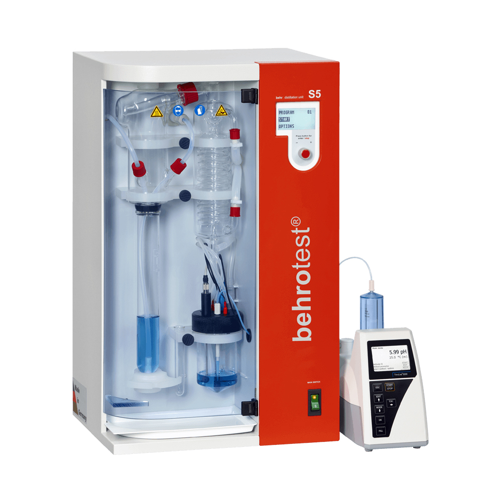 S5 Steam distillation device, fully automatic, prepared for an external titrator